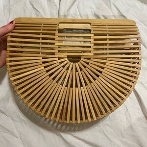 Natural Bamboo Half-Moon Handbag